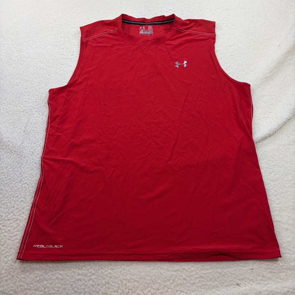 Under Armour Tank Top Mens 3XL Red Coldblack HeatGear Sleeveless Active Shirt